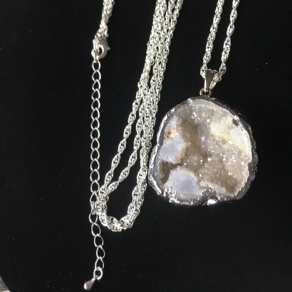 Silver Plated Genuine Precious Stone Pendant